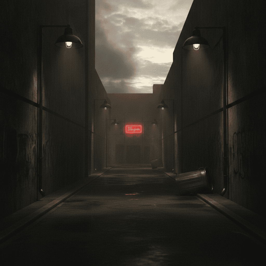 Moody dusk city street evoking streetwear and urban culture